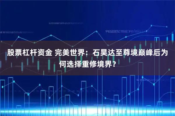 股票杠杆资金 完美世界：石昊达至尊境巅峰后为何选择重修境界？