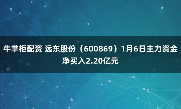 牛掌柜配资 远东股份（600869）1月6日主力资金净买入2.20亿元